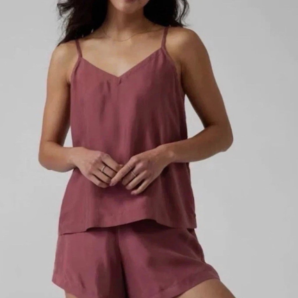 Athleta Calm Cool Cami Tank Sleep Lounge (Tawny Rose Plum Mauve) - Small